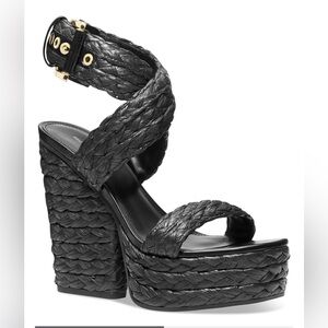Black Woven Platform Sandals
